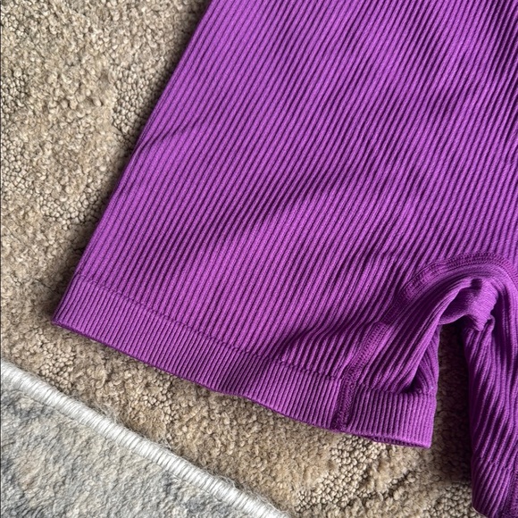Purple Women's Ribbed Shorts - Picture 3 of 7